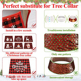 OurWarm Christmas Tree Collar Buffalo Plaid Christmas Tree Ring, Hexagon Fabric Collapsible Tree Skirt with 6 Patterns for Christmas Xmas Holiday Tree Decorations