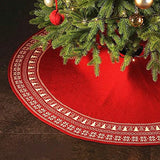 Dremisland Christmas Tree Skirt Luxury Cable Knitted Thick Rustic Xmas Tree Decoration Red Tree Skirt with Snowflake Xmas Tree Farmhouse Christmas Decor Holiday Home Party Decor (36inch/90cm, Red)