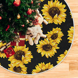Moudou Sunflower Tree Skirt Xmas Tree Skirts Mat for Holiday Party Indoor Outdoor Home Office Decoration, 36 Inch