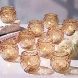 24 Pcs Gold Votive Candle Holders Round Glass Candle Holders Bulk
