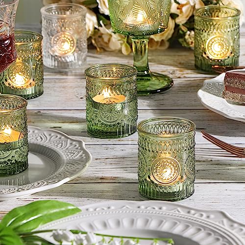 24 Pcs Green Votive Candle Holders for Wedding, Christmas Tealight Holder,