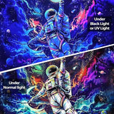 kampdream Blacklight Astronaut Space Tapestry, UV Reactive Galaxy Universe Planet Glow in Dark Tapestries for Men, Boys and Teens Cool Poster 36×48 inch