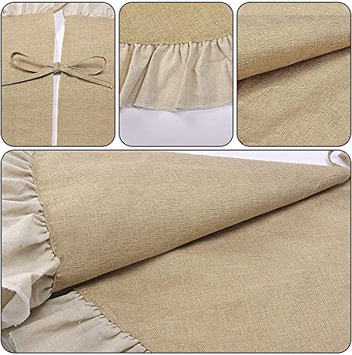 Spring Summer Burlap Tree Skirt with Ruffle Border, 48 inch Linen Rustic Farmhouse Tree Decorations Ornaments for All Season Thanksgiving Christmas Holiday Party Decor