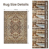 Rugland 5x7 Area Rugs for Living Room, Vintage Washable Area Rug, Rust