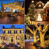 Upgraded 4Pack 160FT 400 LED Battery Operated Christmas String Lights Outdoor/Indoor, Timer & 8 Modes with Green Wire Christmas Tree Lights, Waterproof Fairy Lights for Xmas Tree Garden(Warm White)
