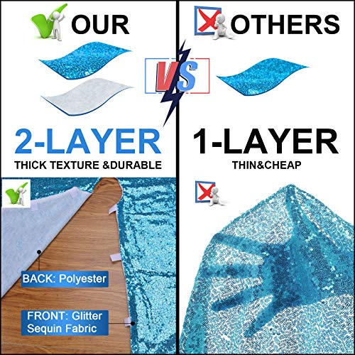 yuboo Turquoise Teal Christmas Tree Skirt, 48 Inch Blue Sequin Double Layers Tree Mat for Christmas Decorations