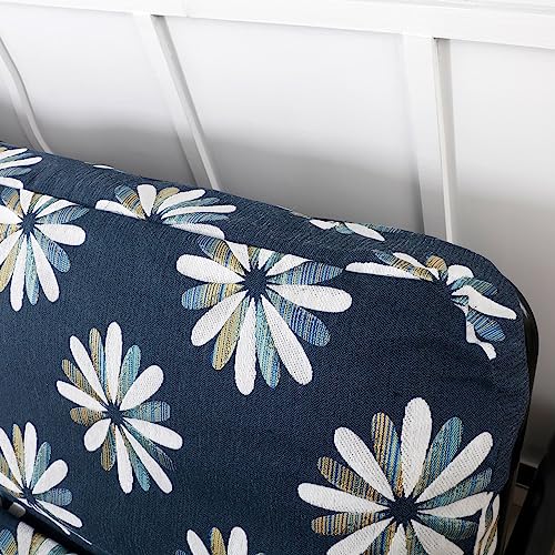 OctoRose Full Size 3 Side Zipper Heavy Duty Chenille Navy Floral Futon Cover Sofa Daybed Mattress Slipcover (Chenille-Navy-Flake, Full Size)