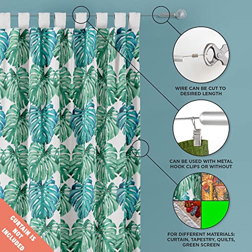 Wire Curtain Hanging System - 16ft Stainless Steel Room Divider Rod | Willow & Eva