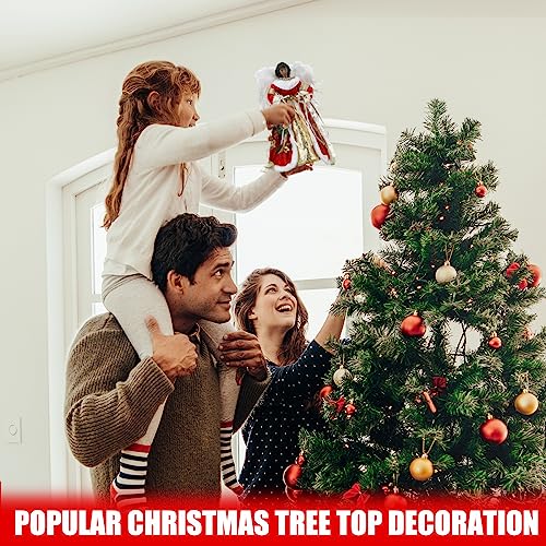 Retrowavy 12 Inch Black Angel Christmas Tree Topper Standing African American Black Angel Figurines Treetop for Decoration(Classic Style)