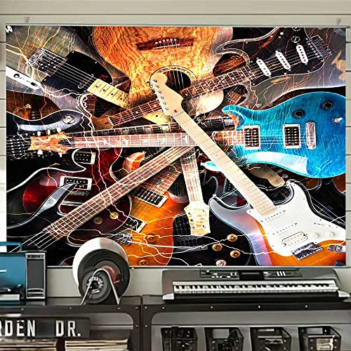 DYNH Music Tapestry, Guitar Musical Tapestry Wall Hanging for Bedroom, Instrument Rock Style Lover Tapestry Home Decor (60" W X 40" H)