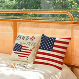 YeeJu Set of 4 Patriotic Throw Pillow Covers 18x18 4th of July Pillow Covers American Flag Fourth of July Memorial Day Independence Day Red White Blue Veteran Pillow Cases for Home Outdoor Decoration