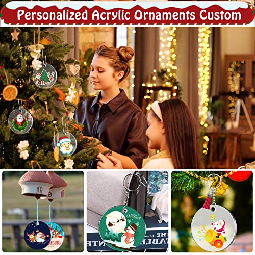 Cludoo 4 Inch Acrylic Ornaments Blanks, 30pcs Clear Round Acrylic Ornament Blanks, Acrylic Circle Disc Ornament Blanks with Hole for Vinyl, Christmas Decor, Engraving, Painting, and DIY Crafting
