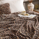 BEDELITE Fleece Blanket for Couch & Bed, Luxury Cheetah Plush Cozy Fuzzy Blanket, Leopard Print Throw 50"x 60", Dark Brown