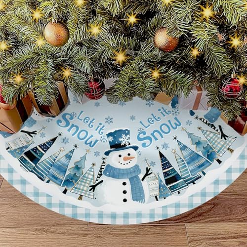 Snowman Christmas Tree Skirt 36 Inch - Snowman Tree Skirts Christmas Trees Decorations Indoor Winter Xmas Decorations for Home Party Holiday Decor