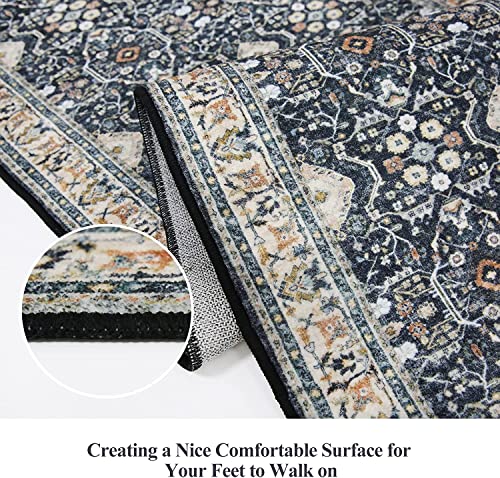 Non Slip Runners for Hallways,Washable Hallway Runner Rug,Long Ultra Soft Kitchen Runner Rug,Non Shedding Accent Farmhouse Runner Rugs (Black, 2 X 3)