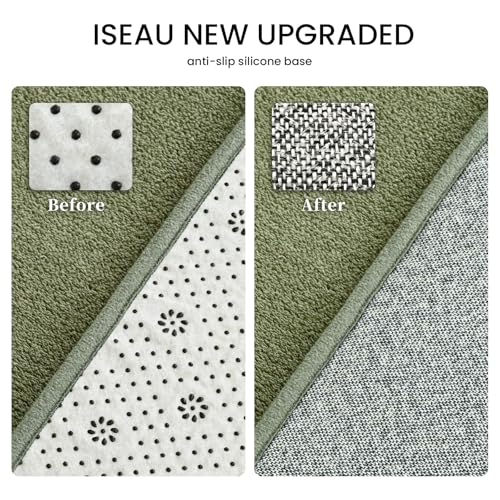 ISEAU 2x6 Soft Runner Rug for Hallway, Washable and Non-Slip,Green