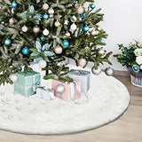 Dremisland Christmas Tree Skirt, 48 inches Large White&Silver Luxury Faux Fur Tree Skirt with Snowflakes Super Soft Thick Plush Tree Skirt for Xmas Tree Decoration (Silver, 48inch/122cm)