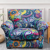 FORCHEER Armchair Slipcovers 2 Piece Printed Sofa Couch Covers with 1 Separate Cushion Couch Covers Washable Bohemia Style Sofa Slipcover with Elastic Bottom for Living Room (Armchair, Styles 1)