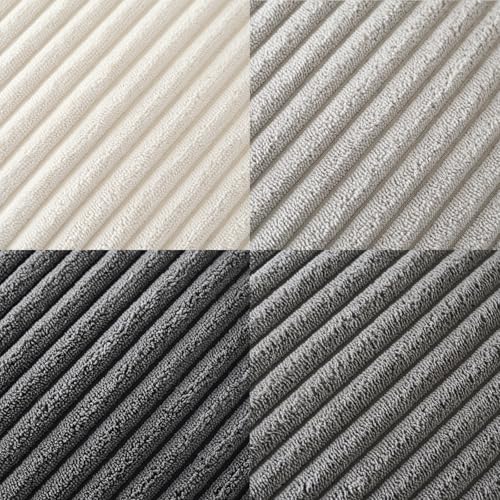 Volcanics Set of 4 Neutral Grey Corduroy Decorative Couch Throw Pillow Covers 18x18 Inch, Western Modern Farmhouse Striped Cushion Cases, Soft Boho Square Accent Pillow Covers for Home Sofa