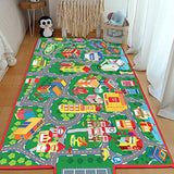 beetoy Car Rug, 31.5"X67" Play Mat with Roads for Kids | Portable, Anti-Slip, Educational City Life Traffic Carpet, For 6 Toy Cars