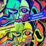 ARTCREATOR Black Light Art Halloween Wall Decor Trippy Blacklight Horror Face Tapestry, UV Reactive Tapestries Glow in The Dark Party Tapestry for Bedroom, Living Room (29" x 37")