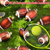 6Pcs Classic Football Baseball Xmas Ball Ornaments, Collection Sports Theme Tree Decor, Christmas Tree Skirt Decoration Supplies (Red)