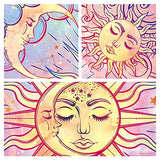 Ohjijinn Pastel Pink Burning Sun Tapestry - Mystic Celestial Sun and Moon with Stars - Psychedelic Hippy Tie Dye Wall Hanging for Party Home Decor (Pastel, 51.2" x 59.1")