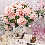 Mocoosy 50Pcs Artificial Roses Flowers, Blush Pink Roses Artificial Flowers Foam Fake Roses with Stem for Wedding Bridal Bouquets Party Centerpieces Artificial Flowers Crafts DIY Home Decoration