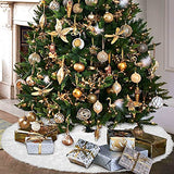 Hommtina Christmas Tree Skirt 48 Inches White Tree Skirt,Christmas Tree Decorations Faux Fur Tree Skirt for Xmas Holiday Home Party Decorations Ornaments(White)