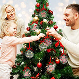 Blulu 42 Pcs Acrylic Ornament Blanks Clear Round Ornaments Flat Christmas Bauble Hanging Ornament with Hole Ribbon Acrylic Circle Discs for DIY Crafts Xmas Tree Decoration(4 Inch)