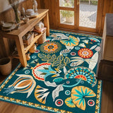 Joydeco Egypt Floral 4x6 Washable Rug for Entryway Living Room Bedroom