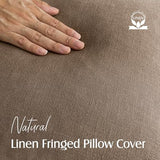 Foindtower Decorative Linen Fringe Throw Pillow Covers 26×26 Light Brown