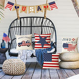 YeeJu Set of 4 Patriotic Throw Pillow Covers 18x18 4th of July Pillow Covers American Flag Fourth of July Memorial Day Independence Day Red White Blue Veteran Pillow Cases for Home Outdoor Decoration