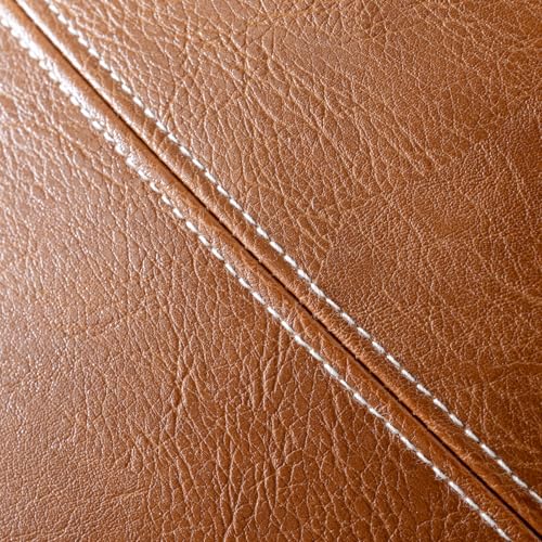 Fancy Homi Brown Boho Long Lumbar Faux Leather Body Decorative Throw Pillow Cover 14x36 Inch for Bedroom Couch Bed Sofa Bench, Hand Stitched Stylish Pillowcase, Rustic Modern Farmhouse Room Decor