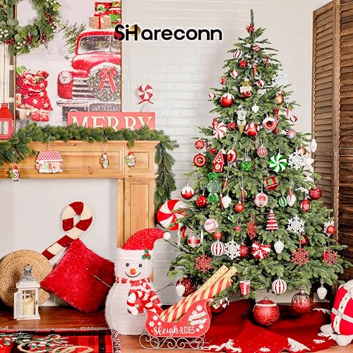 SHareconn 86pcs Christmas Tree Balls Ornaments, Shatterproof Plastic Decorative Baubles for Christmas Tree Decorations, Holiday Wedding Party Decoration, Festive Ornaments, Red Green White