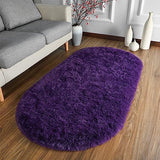 Softlife Oval Fluffy Rugs for Bedroom, 2.6 x 5.3 Feet Shag Cute Area Rug for Girls and Kids Baby Room Home Decor, Indoor Carpet for Nursery Dorm Living Room, Dark Purple
