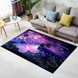 Sunnycitron Purple Butterfly Area Rugs Girls Player Rug Room Decor Teens Room Mat Carpet Decor for Bedroom Living Room Playroom Carpet (59"x39")