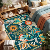 Joydeco Egypt Floral 3x5 Entryway Rug, Washable Boho Hallway Kitchen Rug