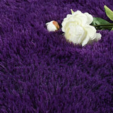 Softlife Oval Fluffy Rugs for Bedroom, 2.6 x 5.3 Feet Shag Cute Area Rug for Girls and Kids Baby Room Home Decor, Indoor Carpet for Nursery Dorm Living Room, Dark Purple