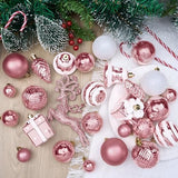 Joiedomi 66 Pcs Pink Christmas Balls Ornaments Set, Christmas Tree Ornaments Shatterproof Plastic for Xmas Hanging Decoration, Holiday Party Decoration