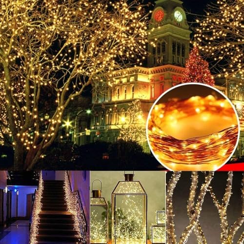 Joomer Fairy String Lights 33FT 100 LEDs Plug in Fairy Lights Indoor Copper Wire String Light DIY for Bedroom, Parties, Wedding, Christmas, Outdoor, Indoor Decoration (Warm White, Non-Connectable)