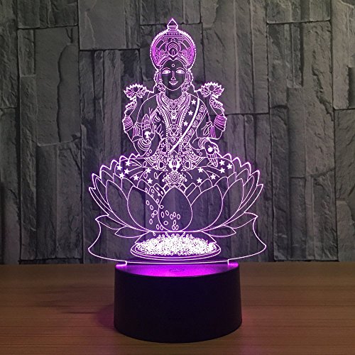 Optical Illusion 3D Buddha Statue Night Light 16 Colors Changing USB Power Remote Control Touch Switch Decor Lamp LED Table Desk Lamp