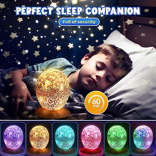 Dinosaur Toys for Kids Age 3-12 : Dinosaurs Egg Night Light Gifts for Boys 3 4 5 6 7 8 9 Year Old 2-in-1 Dino & Star Projector with 360° Rotation Timer for Boy Ages 3-5 Birthday Gift Decor