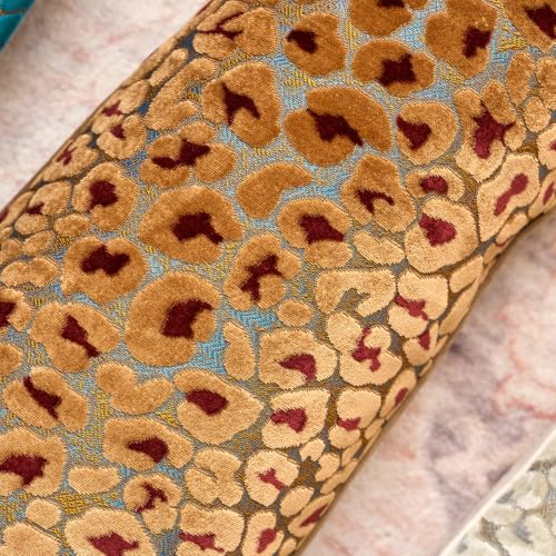 Alerfa Brown Floral Throw Pillow Cover 14 x 36 Inch Cut Velvet Rectange Luxury Decorative Lumbar Pillow Cover for Couch Living Room Bedroom