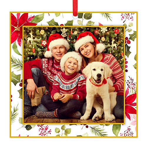 WaaHome Picture Frame Christmas Ornaments 2026-3'' Floral Photo Frame Christmas Tree Ornaments Decorations Gifts for Family Friends Women Mom