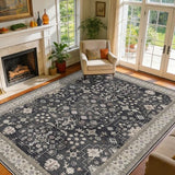 9x12 Washable Area Rugs for Living Room (Charcoal Blush Ivory)
