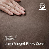 Foindtower Decorative Linen Fringe Throw Pillow Covers 22×22 Reddish Brown