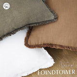 Foindtower Decorative Linen Fringe Throw Pillow Covers 26×26 Khaki Brown