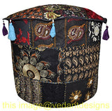 Vedant Designs Indian Patchwork Pouf Cover Indian Living Room Pouf, Decorative Ottoman,Embroidered
