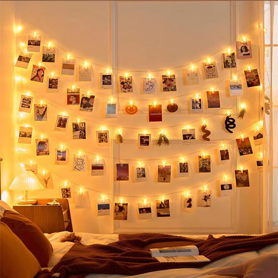 20 LED Photo Clip Starry Lights with Remote LED Fairy Twinkle Lights Home Festival Decor Lights for Christmas Party Halloween Thanksgiving Wedding Valentine's Day